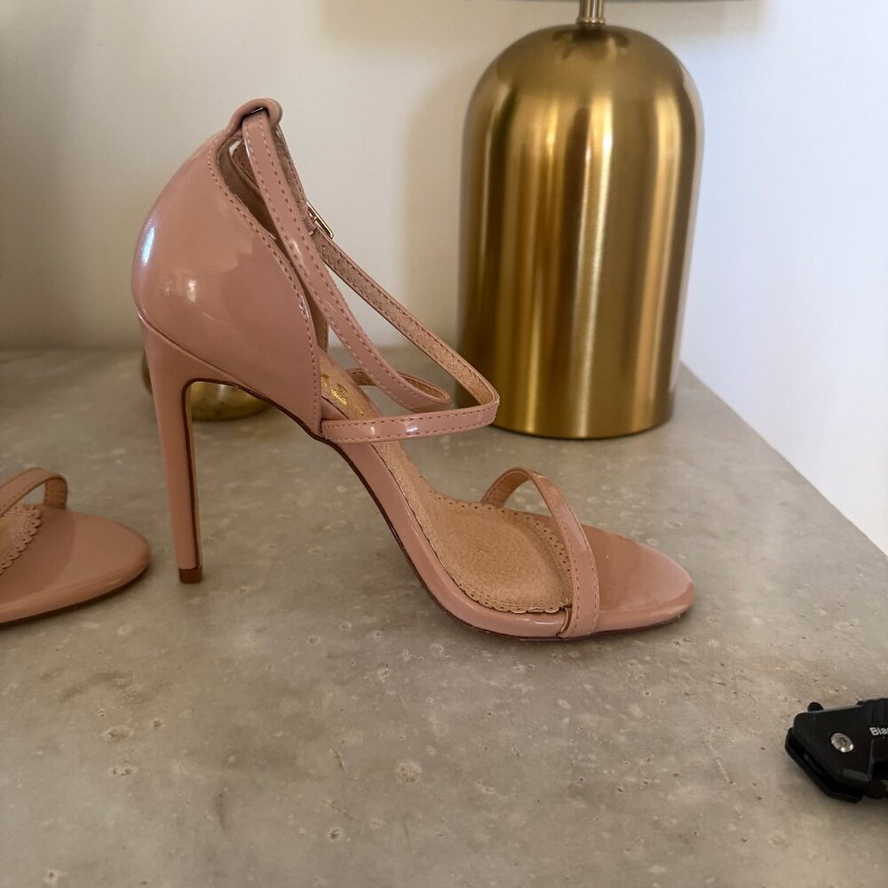 Lulus Pinkish Nude Strappy Heeled Sandals- Size 6